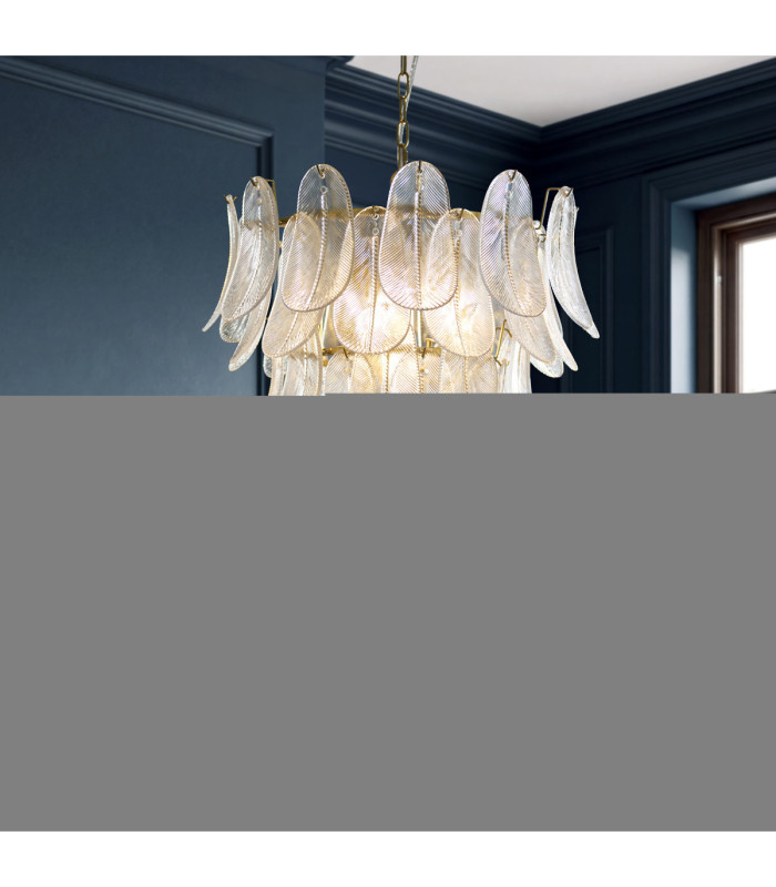Autumn Pendant Light Brushed Aged Brass Clear Textured Glass-3