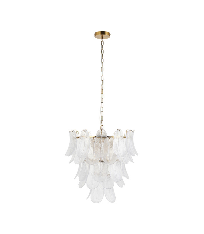Autumn Pendant Light Brushed Aged Brass Clear Textured Glass-10