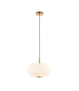 Evora Globe Pendant Light Brushed Aged Brass Opal Ribbed Glass-1