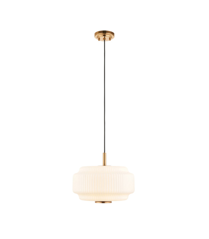 Evora Globe Pendant Light Brushed Aged Brass Opal Ribbed Glass-1