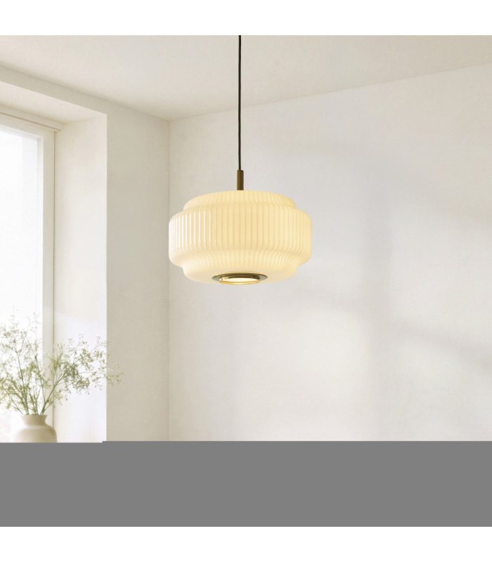 Evora Globe Pendant Light Brushed Aged Brass Opal Ribbed Glass-2