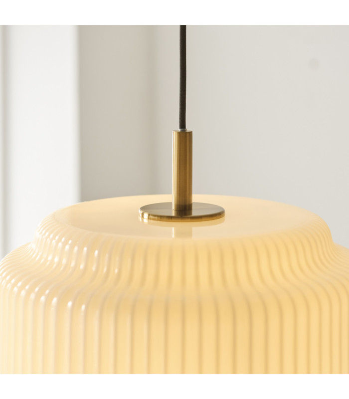 Evora Globe Pendant Light Brushed Aged Brass Opal Ribbed Glass-4