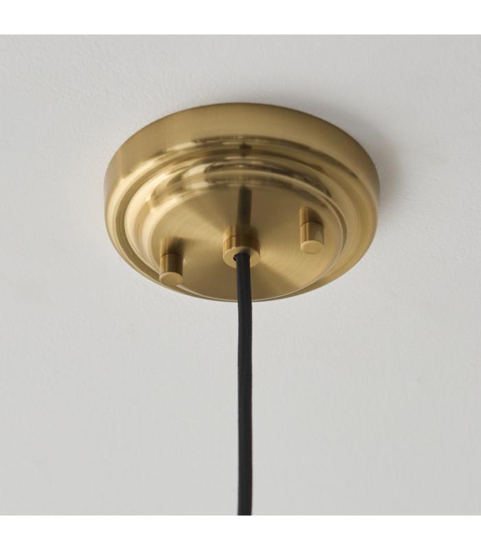 Evora Globe Pendant Light Brushed Aged Brass Opal Ribbed Glass-8