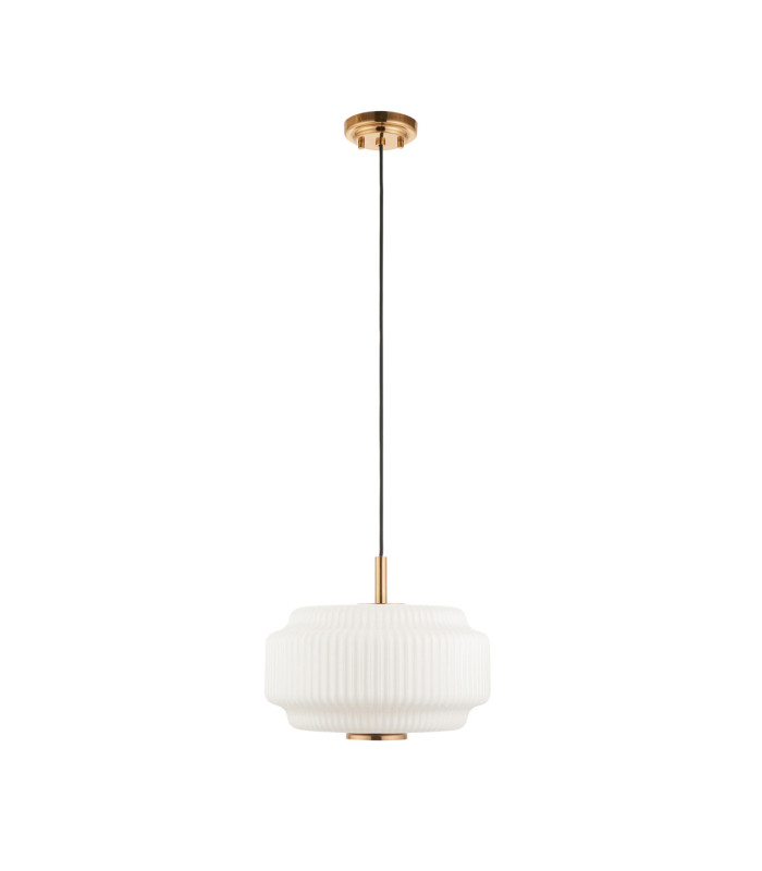 Evora Globe Pendant Light Brushed Aged Brass Opal Ribbed Glass-10