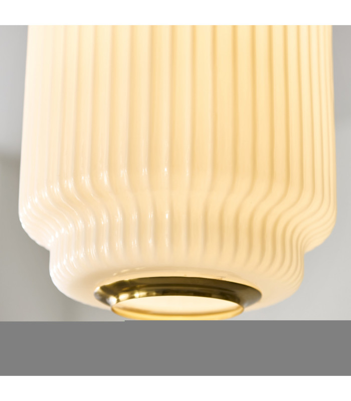 Evora Globe Pendant Light Brushed Aged Brass Opal Ribbed Glass-5