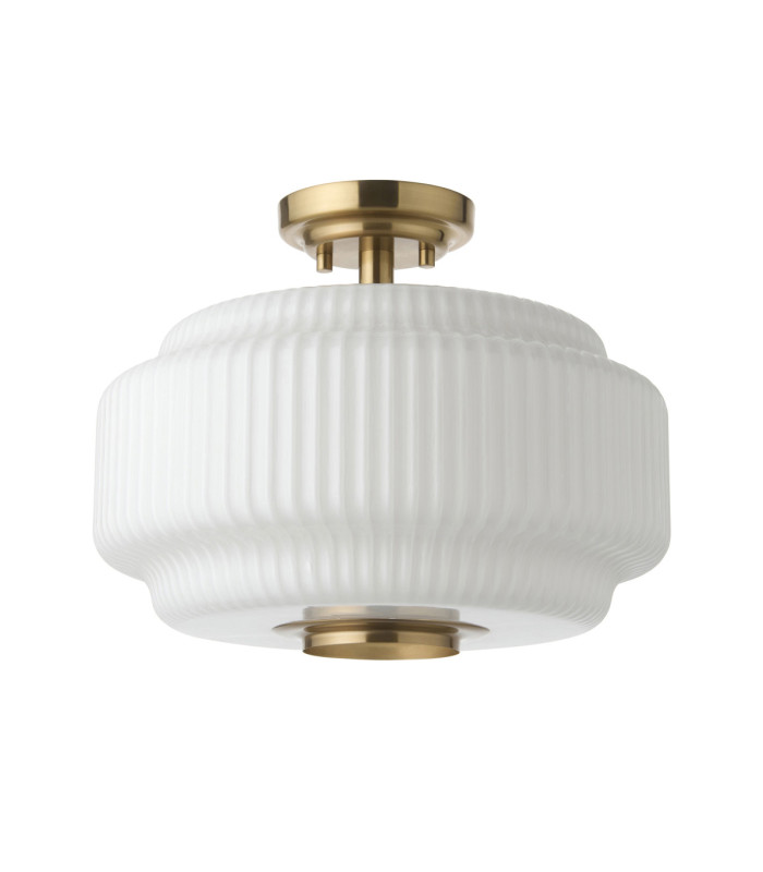 Evora Globe Ceiling Light Brushed Aged Brass Opal Ribbed Glass-7