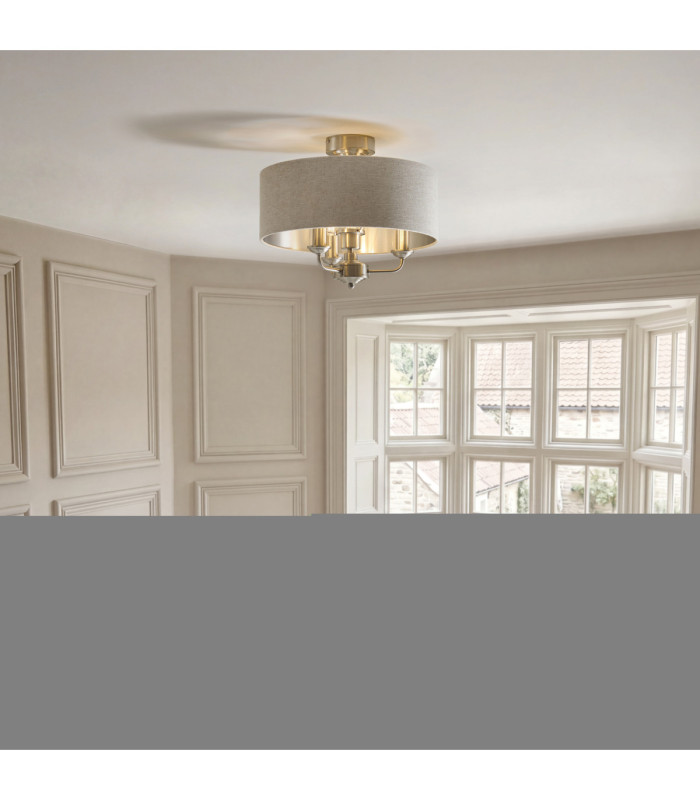 Highclere Cylindrical Ceiling Light Brushed Chrome Natural-2