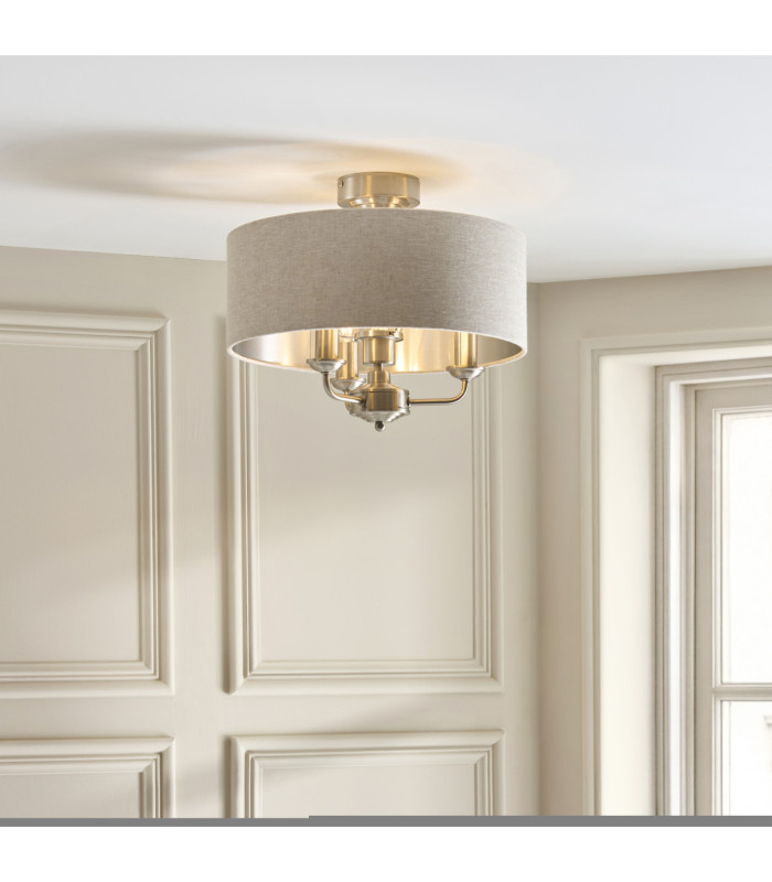 Highclere Cylindrical Ceiling Light Brushed Chrome Natural-3
