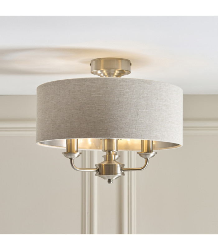 Highclere Cylindrical Ceiling Light Brushed Chrome Natural-4