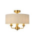 Highclere Cylindrical Ceiling Light Vintage Brass Natural Linen-1
