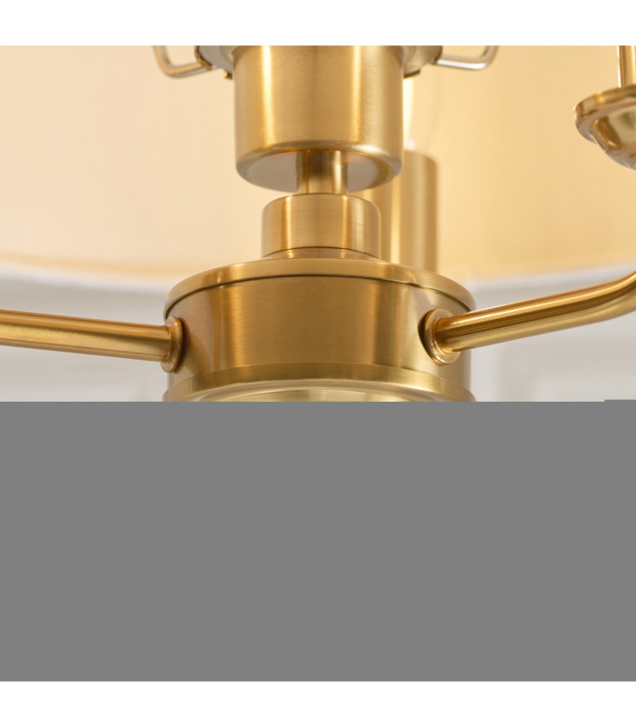 Highclere Cylindrical Ceiling Light Vintage Brass Natural Linen-6