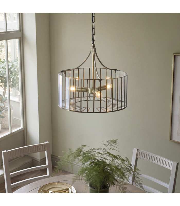 Antalya Lanterns Pendant Light Antique Brass With Clear Glass-4