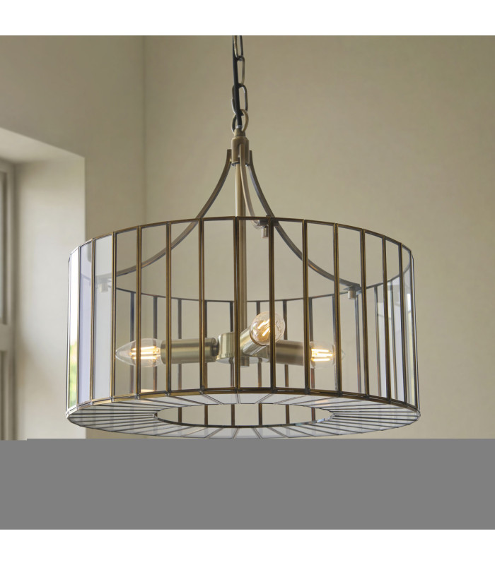Antalya Lanterns Pendant Light Antique Brass With Clear Glass-5
