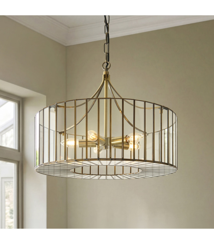 Antalya Lanterns Pendant Light Antique Brass With Clear Glass-5