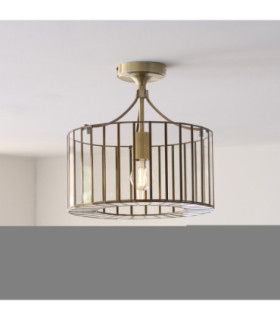 Antalya Cylindrical Ceiling Light Antique Brass With Clear Glass-2