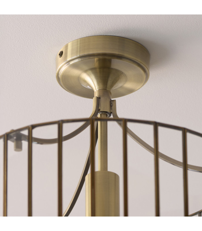 Antalya Cylindrical Ceiling Light Antique Brass With Clear Glass-6