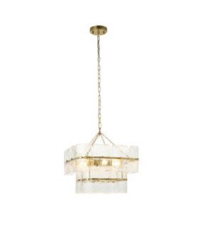 Venice Pendant Light Brushed Aged Brass Clear Handmade Textured Glass-1