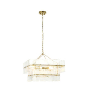 Venice Pendant Light Brushed Aged Brass Clear Handmade Textured Glass-1