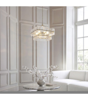 Venice Pendant Light Brushed Aged Brass Clear Handmade Textured Glass-2