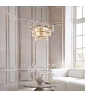 Venice Pendant Light Brushed Aged Brass Clear Handmade Textured Glass-2