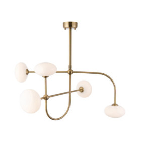 Ottowa Multi Arm Pendant Light Brushed Aged Brass Opal Glass-1