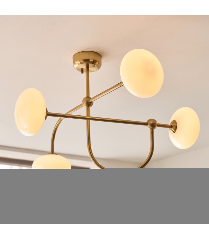 Ottowa Multi Arm Pendant Light Brushed Aged Brass Opal Glass-3