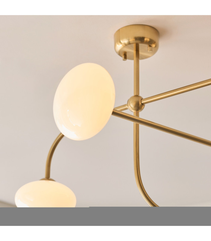 Ottowa Multi Arm Pendant Light Brushed Aged Brass Opal Glass-5