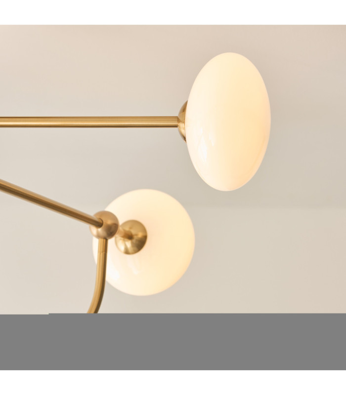 Ottowa Multi Arm Pendant Light Brushed Aged Brass Opal Glass-6