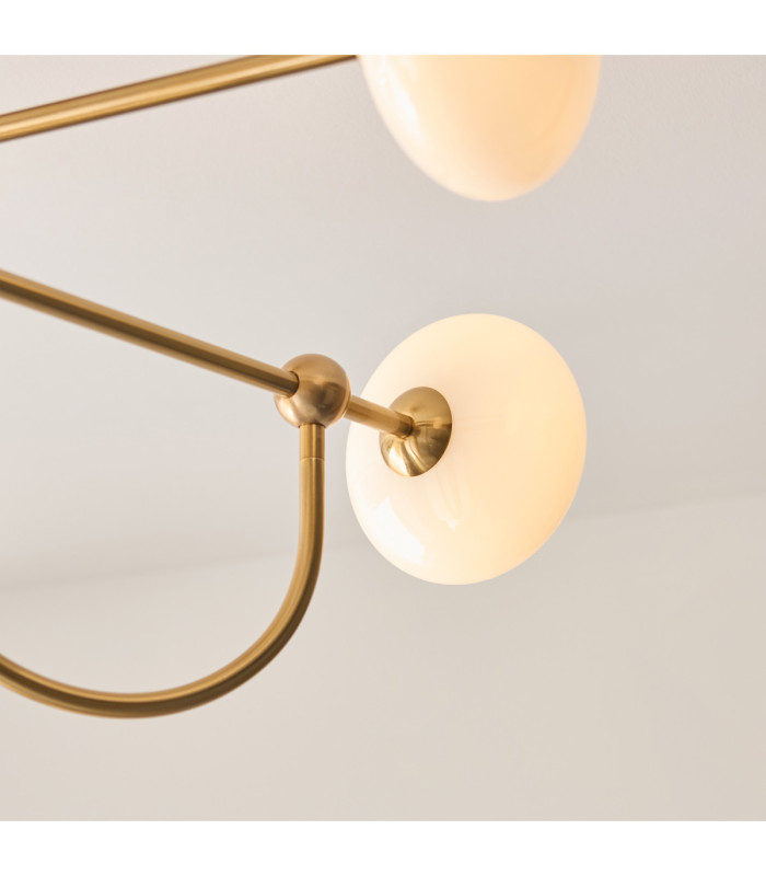 Ottowa Multi Arm Pendant Light Brushed Aged Brass Opal Glass-7