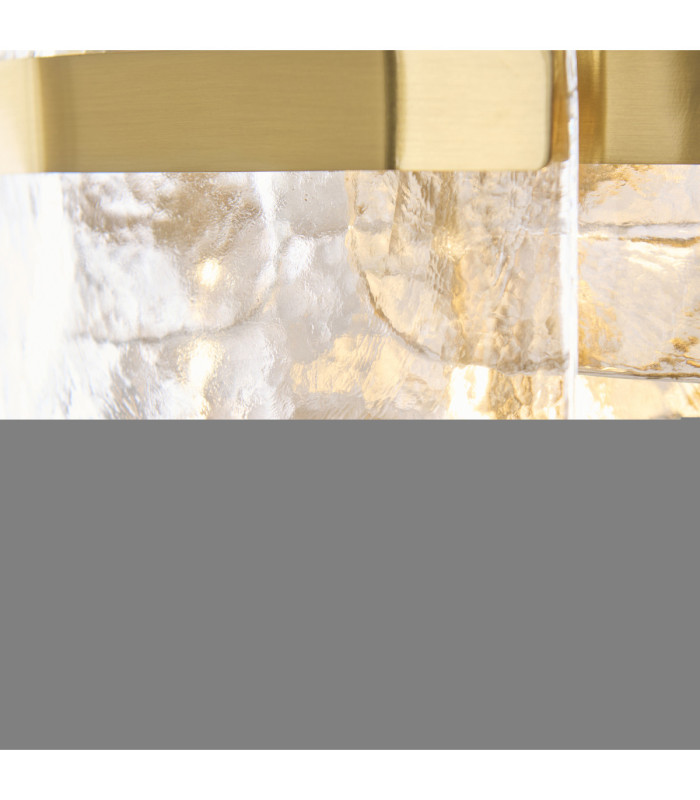 Ancara Pendant Light Brushed Aged Brass Clear Handmade Textured Glass-5