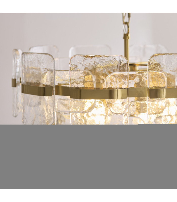 Ancara Pendant Light Brushed Aged Brass Clear Handmade Textured Glass-5