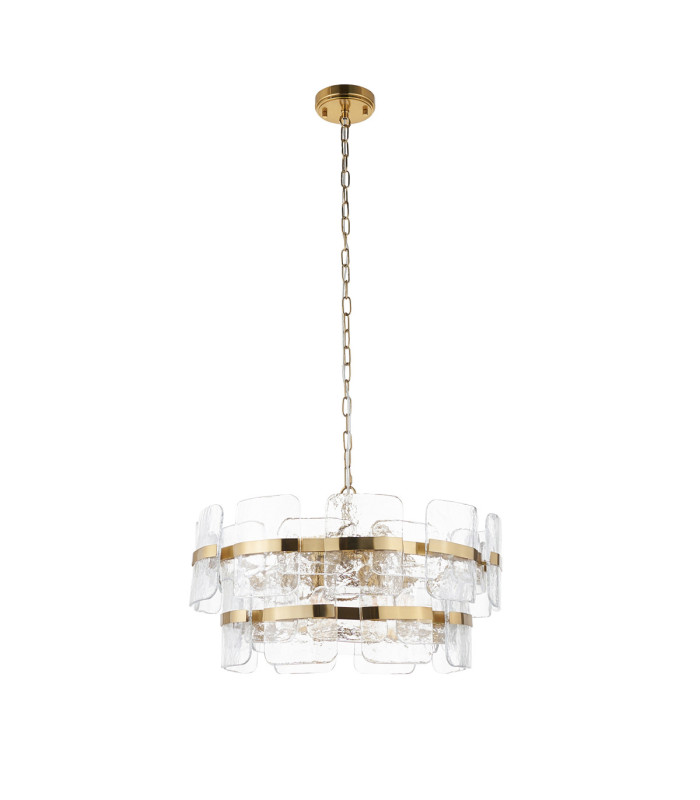 Ancara Pendant Light Brushed Aged Brass Clear Handmade Textured Glass-9