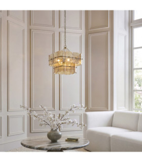 Venice Pendant Light Brushed Aged Brass Champagne Handmade Textured Glass-2