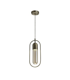 Ceiling Pendant, 1 x 7W LED, 4000K, 790lm, Antique Brass, Amber - 1