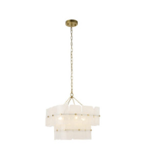 Venice Pendant Light Brushed Aged Brass White Handmade Textured Glass-1