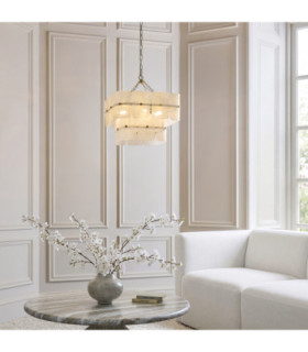Venice Pendant Light Brushed Aged Brass White Handmade Textured Glass-2