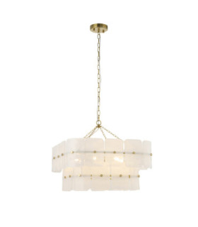 Venice Pendant Light Brushed Aged Brass White Handmade Textured Glass-1