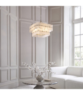Venice Pendant Light Brushed Aged Brass White Handmade Textured Glass-2