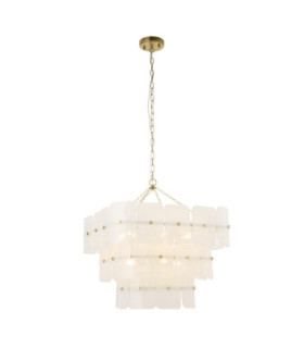 Venice Pendant Light Brushed Aged Brass White Handmade Textured Glass-1