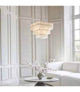 Venice Pendant Light Brushed Aged Brass White Handmade Textured Glass-2