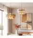 Ancara Pendant Light Brushed Aged Brass Champagne Handmade Textured Glass-8