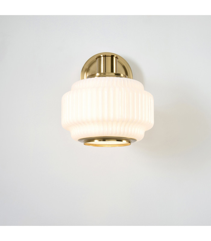 Evora Globe Wall Lights Brushed Aged Brass Opal Ribbed Glass-5