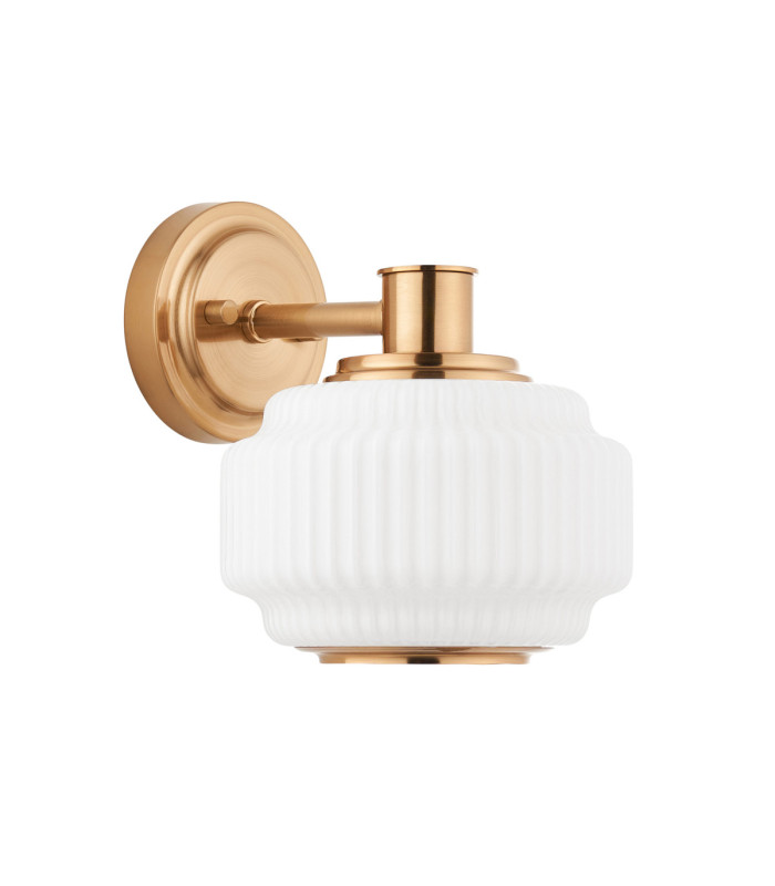 Evora Globe Wall Lights Brushed Aged Brass Opal Ribbed Glass-9