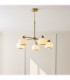Evora Multi Arm Semi Flush Ceiling Light Brushed Aged Brass Opal Ribbed Glass-2
