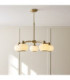 Evora Multi Arm Semi Flush Ceiling Light Brushed Aged Brass Opal Ribbed Glass-3
