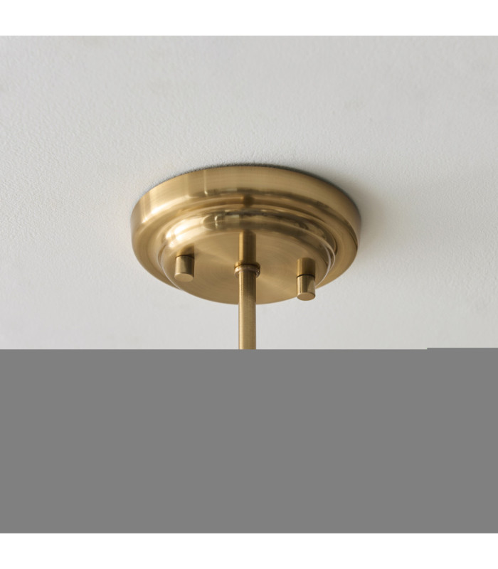 Evora Multi Arm Semi Flush Ceiling Light Brushed Aged Brass Opal Ribbed Glass-7