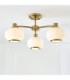 Evora Multi Arm Semi Flush Ceiling Light Brushed Aged Brass Opal Ribbed Glass-3
