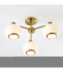Evora Multi Arm Semi Flush Ceiling Light Brushed Aged Brass Opal Ribbed Glass-4