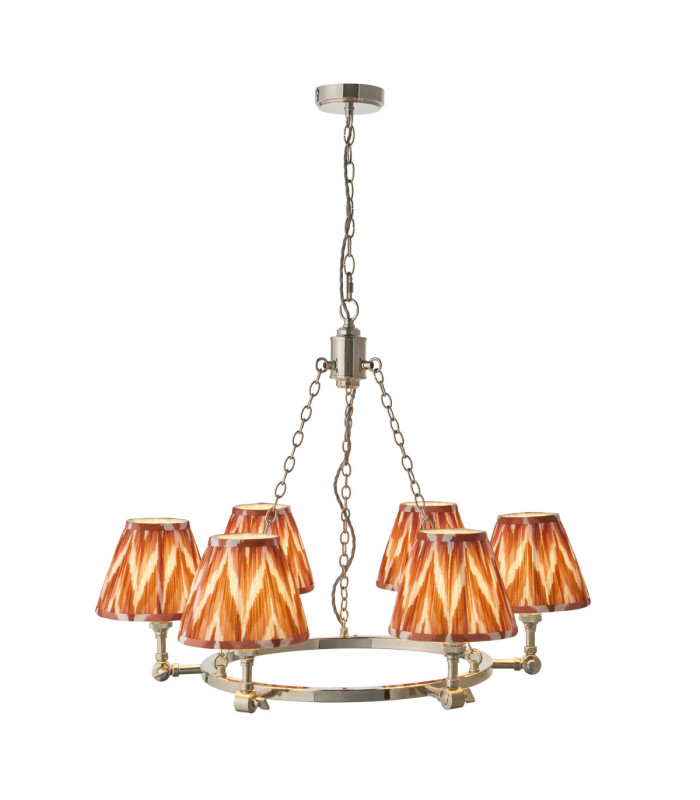 Arabella & Zigzag Multi Arm Pendant Light Bright Nickel Apricot Orange
