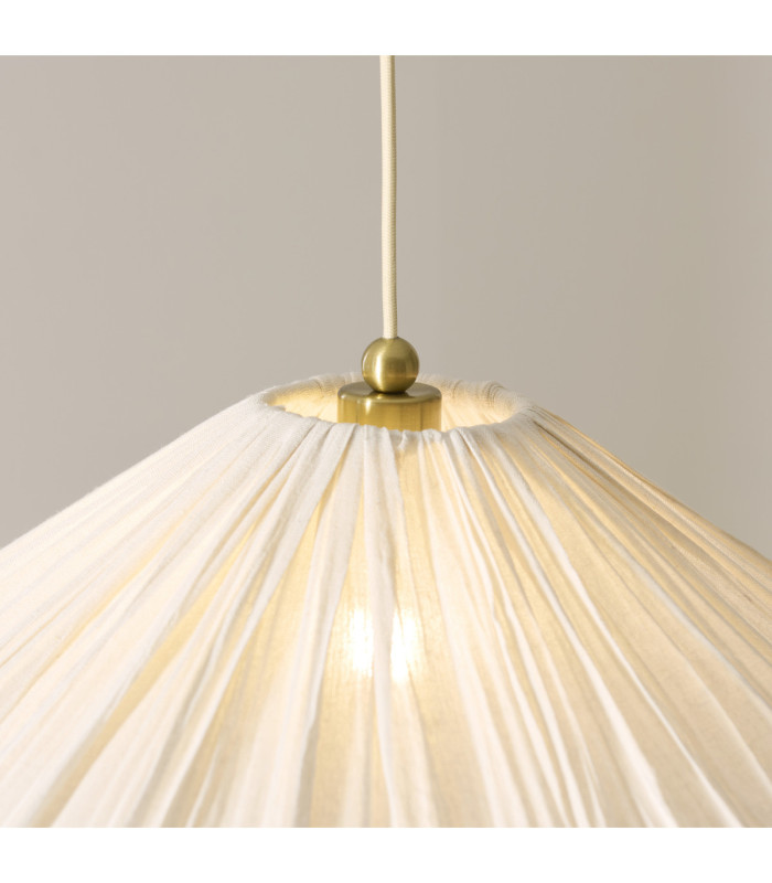 Isabella Grand Dome Pendant Light Brushed Aged Brass Vintage White-5